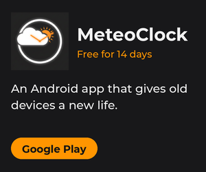 MeteoClock, an Android app that gives old devices a new life. Free for 14 days on Google Play.